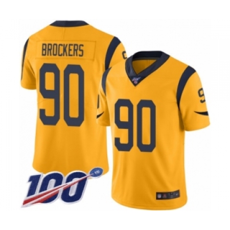 Men's Los Angeles Rams #90 Michael Brockers Limited Gold Rush Vapor Untouchable 100th Season Football Jersey