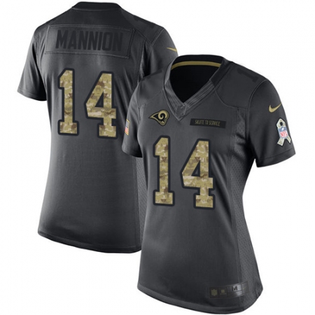Women's Nike Los Angeles Rams #14 Sean Mannion Limited Black 2016 Salute to Service NFL Jersey