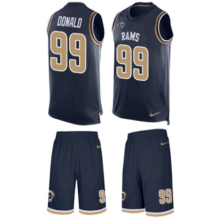 Men's Nike Los Angeles Rams #99 Aaron Donald Limited Navy Blue Tank Top Suit NFL Jersey