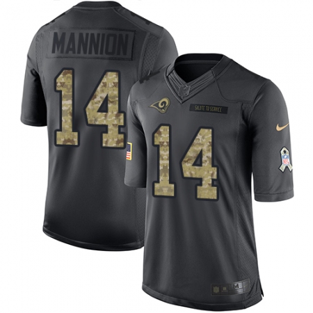 Men's Nike Los Angeles Rams #14 Sean Mannion Limited Black 2016 Salute to Service NFL Jersey