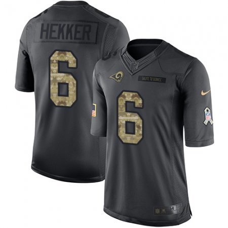 Youth Nike Los Angeles Rams #6 Johnny Hekker Limited Black 2016 Salute to Service NFL Jersey