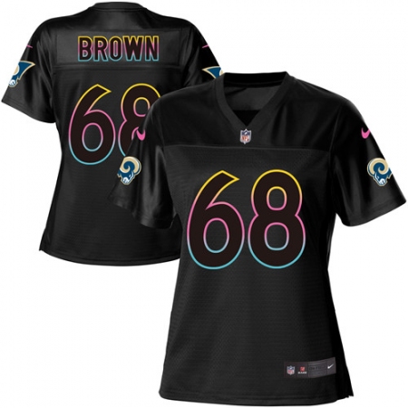 Women's Nike Los Angeles Rams #68 Jamon Brown Game Black Fashion NFL Jersey