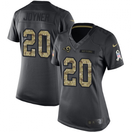 Women's Nike Los Angeles Rams #20 Lamarcus Joyner Limited Black 2016 Salute to Service NFL Jersey