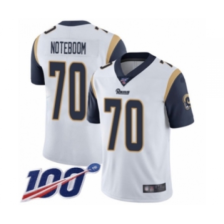 Men's Los Angeles Rams #70 Joseph Noteboom White Vapor Untouchable Limited Player 100th Season Football Jersey