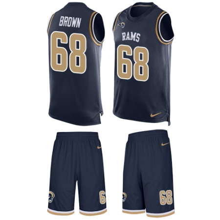 Men's Nike Los Angeles Rams #68 Jamon Brown Limited Navy Blue Tank Top Suit NFL Jersey