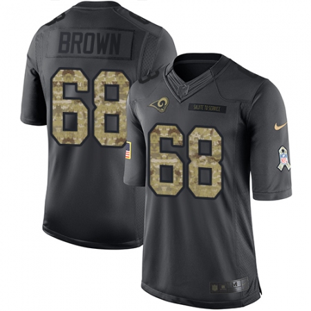 Youth Nike Los Angeles Rams #68 Jamon Brown Limited Black 2016 Salute to Service NFL Jersey