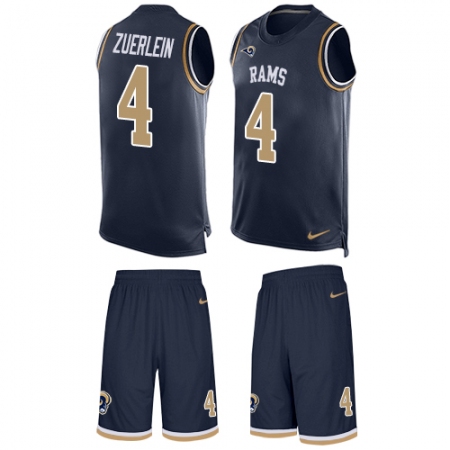 Men's Nike Los Angeles Rams #4 Greg Zuerlein Limited Navy Blue Tank Top Suit NFL Jersey