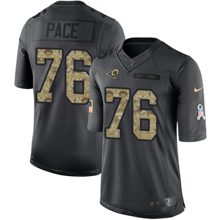 Men's Nike Los Angeles Rams #76 Orlando Pace Limited Black 2016 Salute to Service NFL Jersey