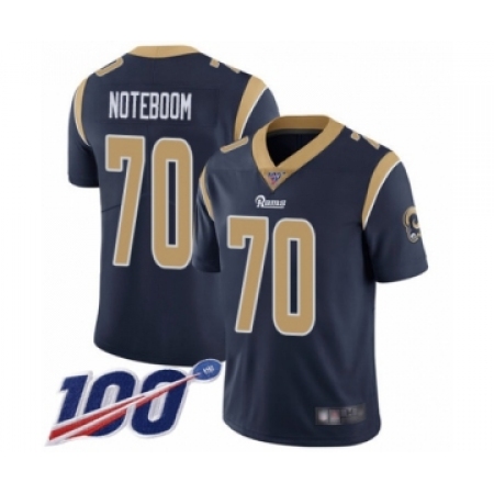 Men's Los Angeles Rams #70 Joseph Noteboom Navy Blue Team Color Vapor Untouchable Limited Player 100th Season Football Jersey