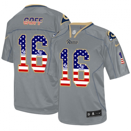 Men's Nike Los Angeles Rams #16 Jared Goff Elite Grey USA Flag Fashion NFL Jersey