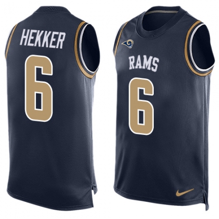 Men's Nike Los Angeles Rams #6 Johnny Hekker Limited Navy Blue Player Name & Number Tank Top NFL Jersey