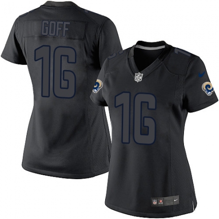 Women's Nike Los Angeles Rams #16 Jared Goff Limited Black Impact NFL Jersey