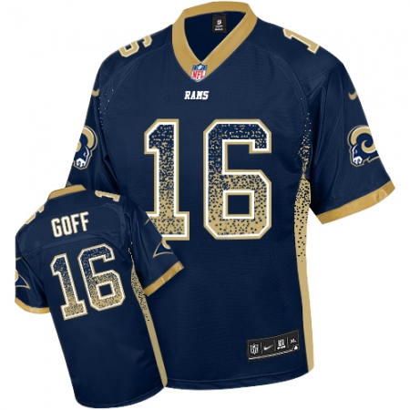 Men's Nike Los Angeles Rams #16 Jared Goff Elite Navy Blue Drift Fashion NFL Jersey