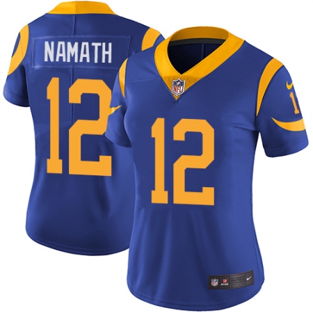 Women's Nike Los Angeles Rams #12 Joe Namath Elite Royal Blue Alternate NFL Jersey