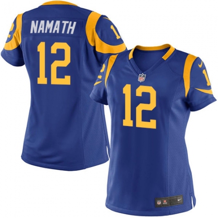 Women's Nike Los Angeles Rams #12 Joe Namath Game Royal Blue Alternate NFL Jersey