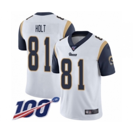 Men's Los Angeles Rams #81 Torry Holt White Vapor Untouchable Limited Player 100th Season Football Jersey