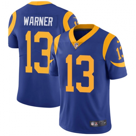 Men's Nike Los Angeles Rams #13 Kurt Warner Royal Blue Alternate Vapor Untouchable Limited Player NFL Jersey