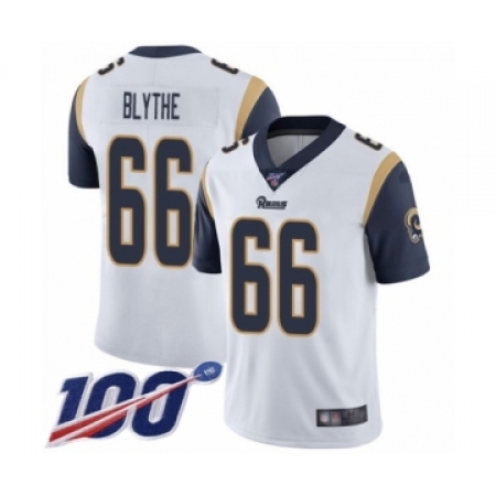 Men's Los Angeles Rams #66 Austin Blythe White Vapor Untouchable Limited Player 100th Season Football Jersey