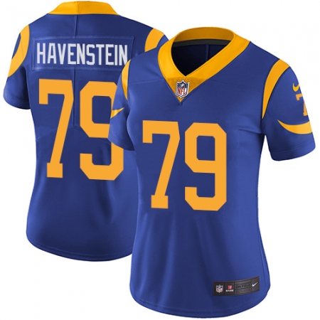 Women's Nike Los Angeles Rams #79 Rob Havenstein Elite Royal Blue Alternate NFL Jersey