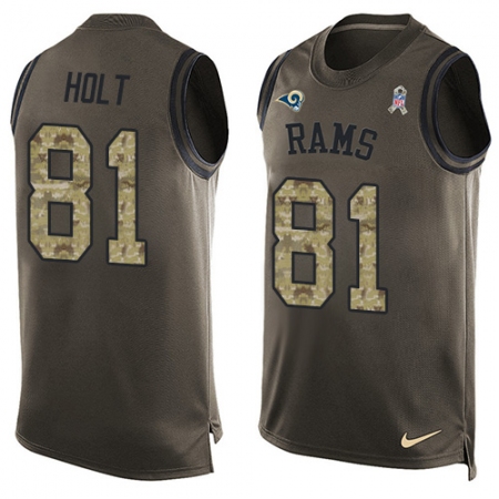 Men's Nike Los Angeles Rams #81 Torry Holt Limited Green Salute to Service Tank Top NFL Jersey