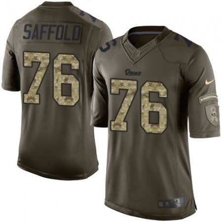 Men's Nike Los Angeles Rams #76 Rodger Saffold Elite Green Salute to Service NFL Jersey