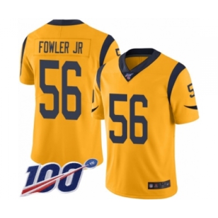 Men's Los Angeles Rams #56 Dante Fowler Jr Limited Gold Rush Vapor Untouchable 100th Season Football Jersey
