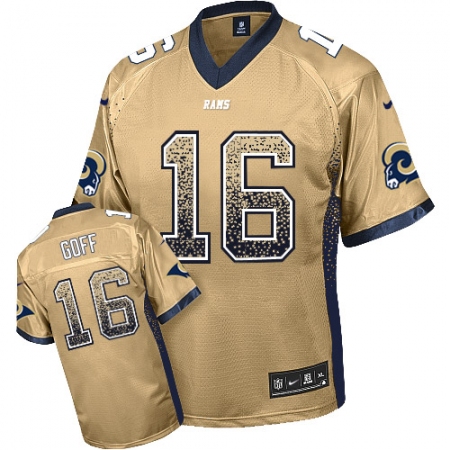 Men's Nike Los Angeles Rams #16 Jared Goff Elite Gold Drift Fashion NFL Jersey