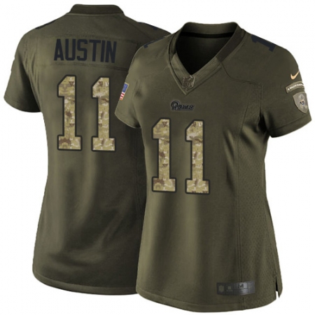 Women's Nike Los Angeles Rams #11 Tavon Austin Elite Green Salute to Service NFL Jersey