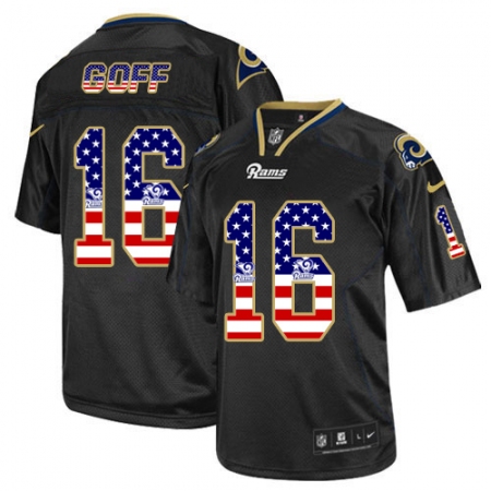 Men's Nike Los Angeles Rams #16 Jared Goff Elite Black USA Flag Fashion NFL Jersey