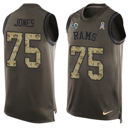 Men's Nike Los Angeles Rams #75 Deacon Jones Limited Green Salute to Service Tank Top NFL Jersey