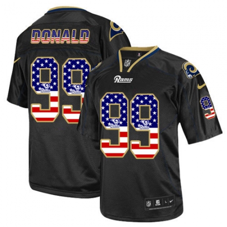 Men's Nike Los Angeles Rams #99 Aaron Donald Elite Black USA Flag Fashion NFL Jersey