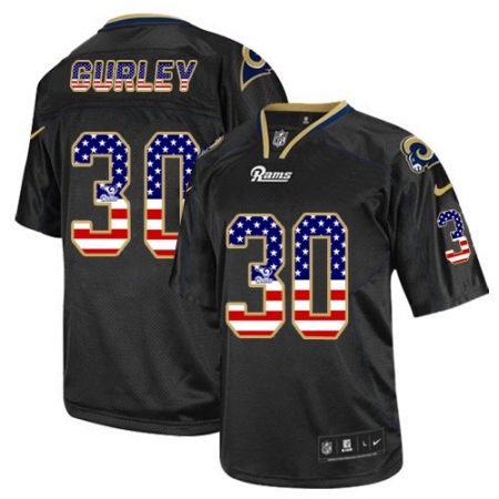 Men's Nike Los Angeles Rams #30 Todd Gurley Elite Black USA Flag Fashion NFL Jersey