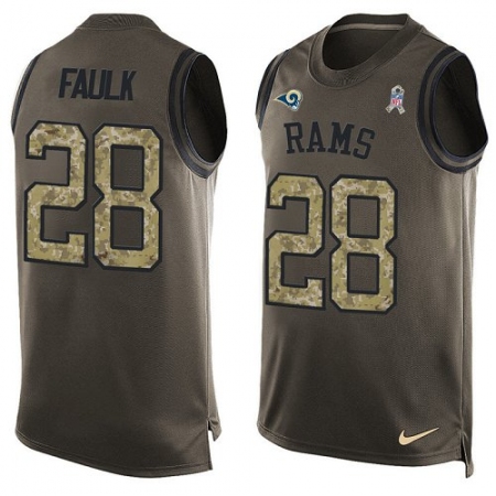 Men's Nike Los Angeles Rams #28 Marshall Faulk Limited Green Salute to Service Tank Top NFL Jersey