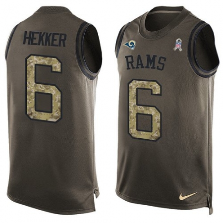 Men's Nike Los Angeles Rams #6 Johnny Hekker Limited Green Salute to Service Tank Top NFL Jersey