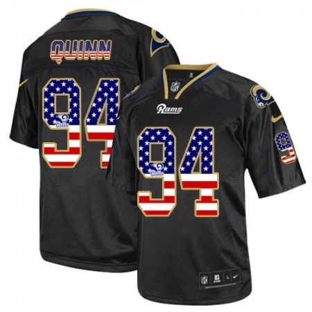 Men's Nike Los Angeles Rams #94 Robert Quinn Elite Black USA Flag Fashion NFL Jersey