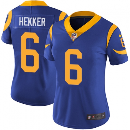 Women's Nike Los Angeles Rams #6 Johnny Hekker Elite Royal Blue Alternate NFL Jersey
