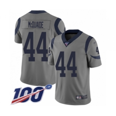 Men's Los Angeles Rams #44 Jacob McQuaide Limited Gray Inverted Legend 100th Season Football Jersey