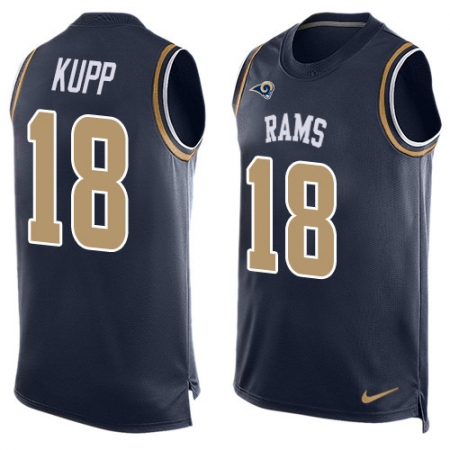 Men's Nike Los Angeles Rams #18 Cooper Kupp Limited Navy Blue Player Name & Number Tank Top NFL Jersey