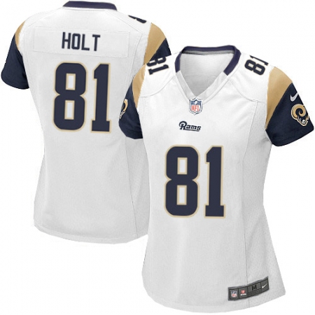 Women's Nike Los Angeles Rams #81 Torry Holt Game White NFL Jersey