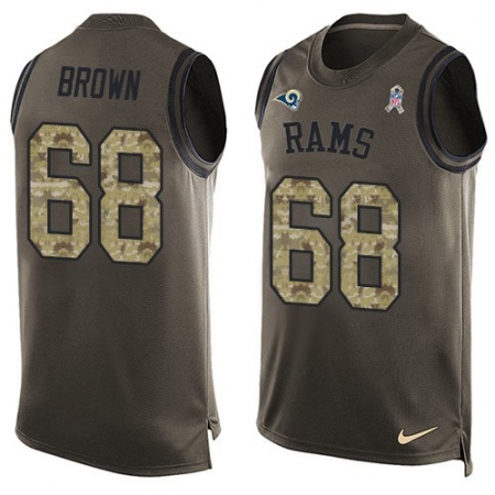 Men's Nike Los Angeles Rams #68 Jamon Brown Limited Green Salute to Service Tank Top NFL Jersey