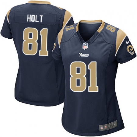 Women's Nike Los Angeles Rams #81 Torry Holt Game Navy Blue Team Color NFL Jersey