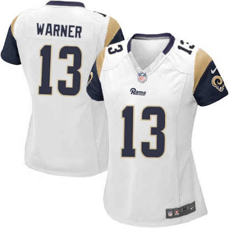 Women's Nike Los Angeles Rams #13 Kurt Warner Game White NFL Jersey