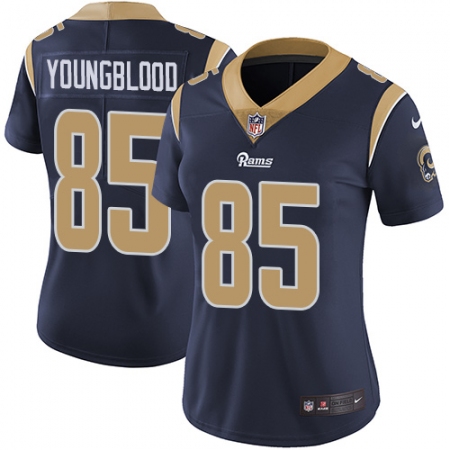Women's Nike Los Angeles Rams #85 Jack Youngblood Navy Blue Team Color Vapor Untouchable Limited Player NFL Jersey
