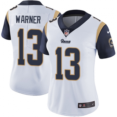 Women's Nike Los Angeles Rams #13 Kurt Warner White Vapor Untouchable Limited Player NFL Jersey