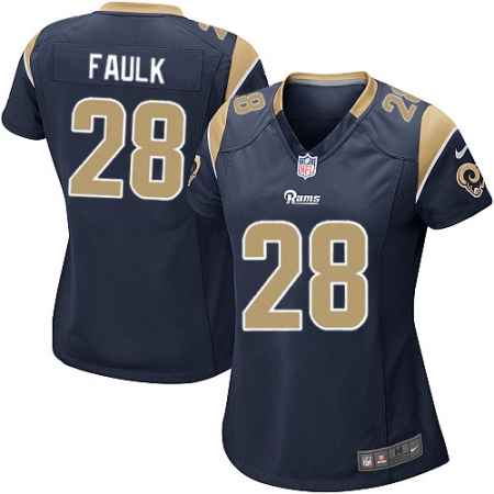 Women's Nike Los Angeles Rams #28 Marshall Faulk Game Navy Blue Team Color NFL Jersey