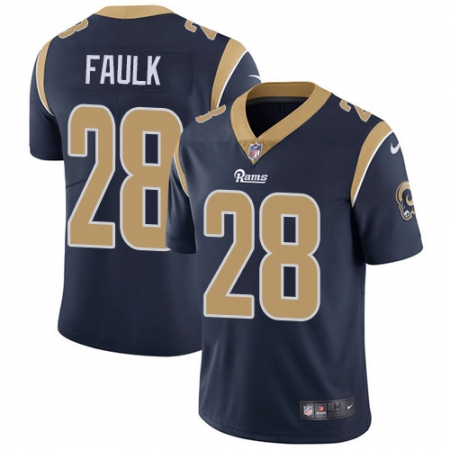 Men's Nike Los Angeles Rams #28 Marshall Faulk Navy Blue Team Color Vapor Untouchable Limited Player NFL Jersey