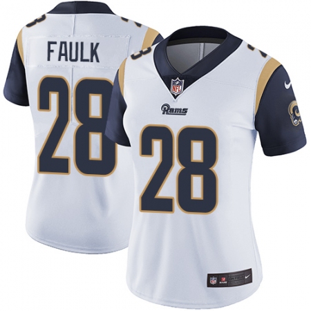 Women's Nike Los Angeles Rams #28 Marshall Faulk Elite White NFL Jersey