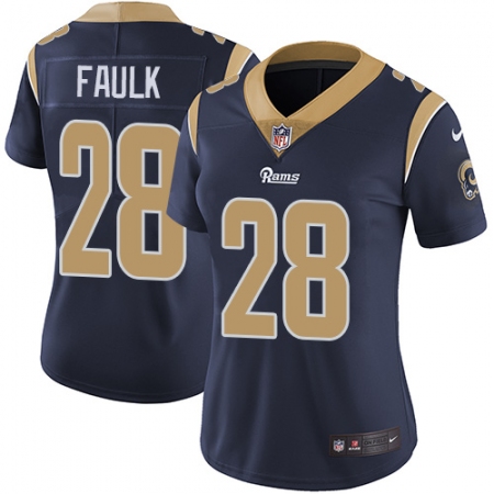 Women's Nike Los Angeles Rams #28 Marshall Faulk Elite Navy Blue Team Color NFL Jersey