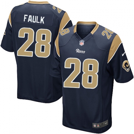 Men's Nike Los Angeles Rams #28 Marshall Faulk Game Navy Blue Team Color NFL Jersey