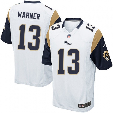 Men's Nike Los Angeles Rams #13 Kurt Warner Game White NFL Jersey